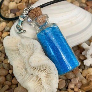 Mermaid magical tears bottle handmade necklace